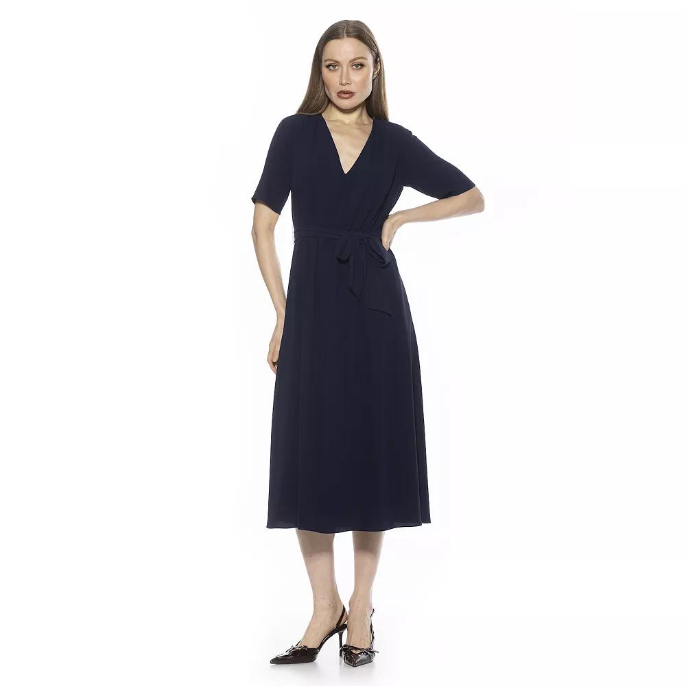 Women's ALEXIA ADMOR Larisa Fit & Flare Waist Tie Midi Dress,  Product Image
