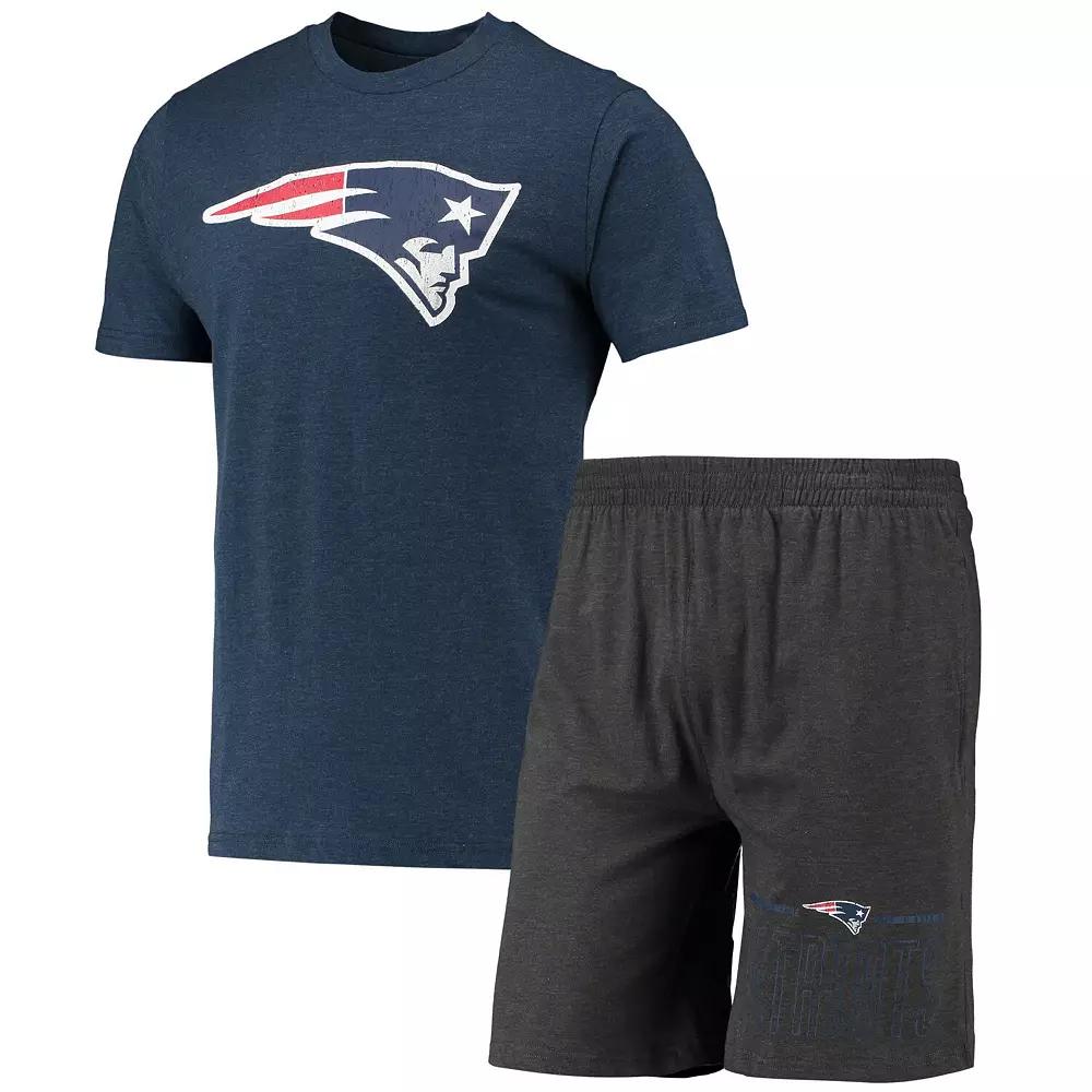Men's Concepts Sport Charcoal/Navy New England Patriots Meter T-Shirt & Shorts Sleep Set, Size: 3XL Product Image