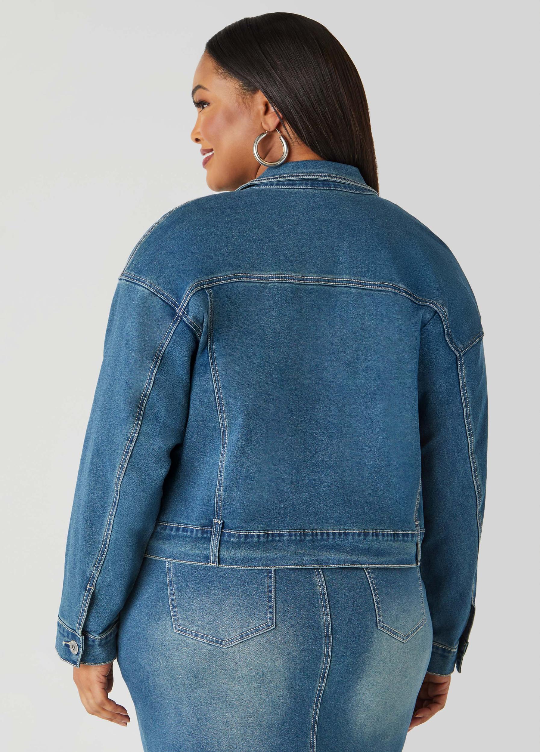 Cropped Zip Front Denim Jacket Product Image