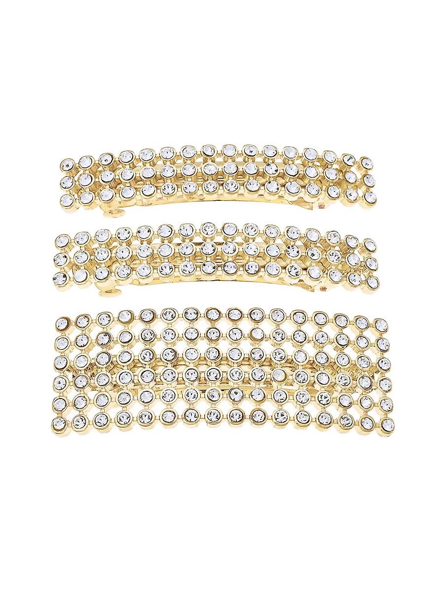 Womens Disco Doll 3-Piece Crystal Barrette Set Product Image