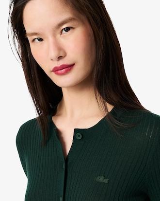 Rib Knit Merino Wool Cardigan Product Image