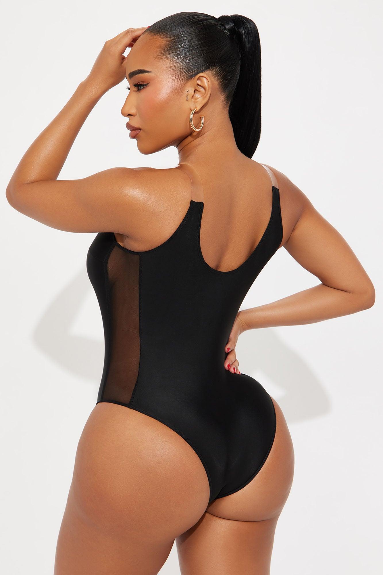 Summer Tease PVS Clear Strap Mesh Cutout 1 Piece Swimsuit - Black Product Image