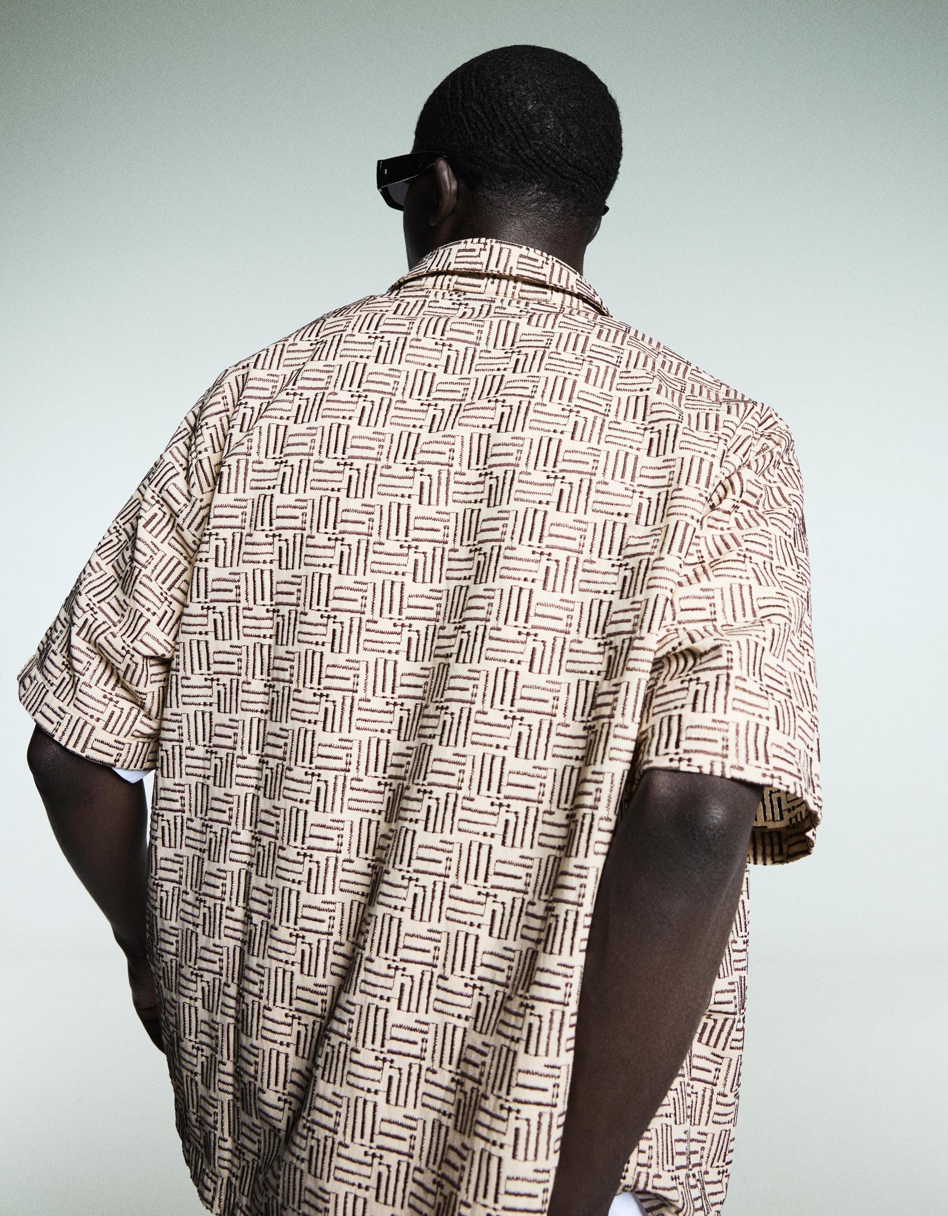 Embroidered short sleeve boxy fit shirt Product Image