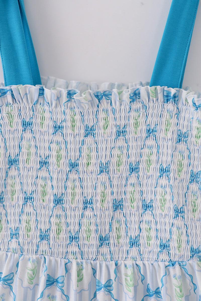 Bow applique print mom&me dress Product Image