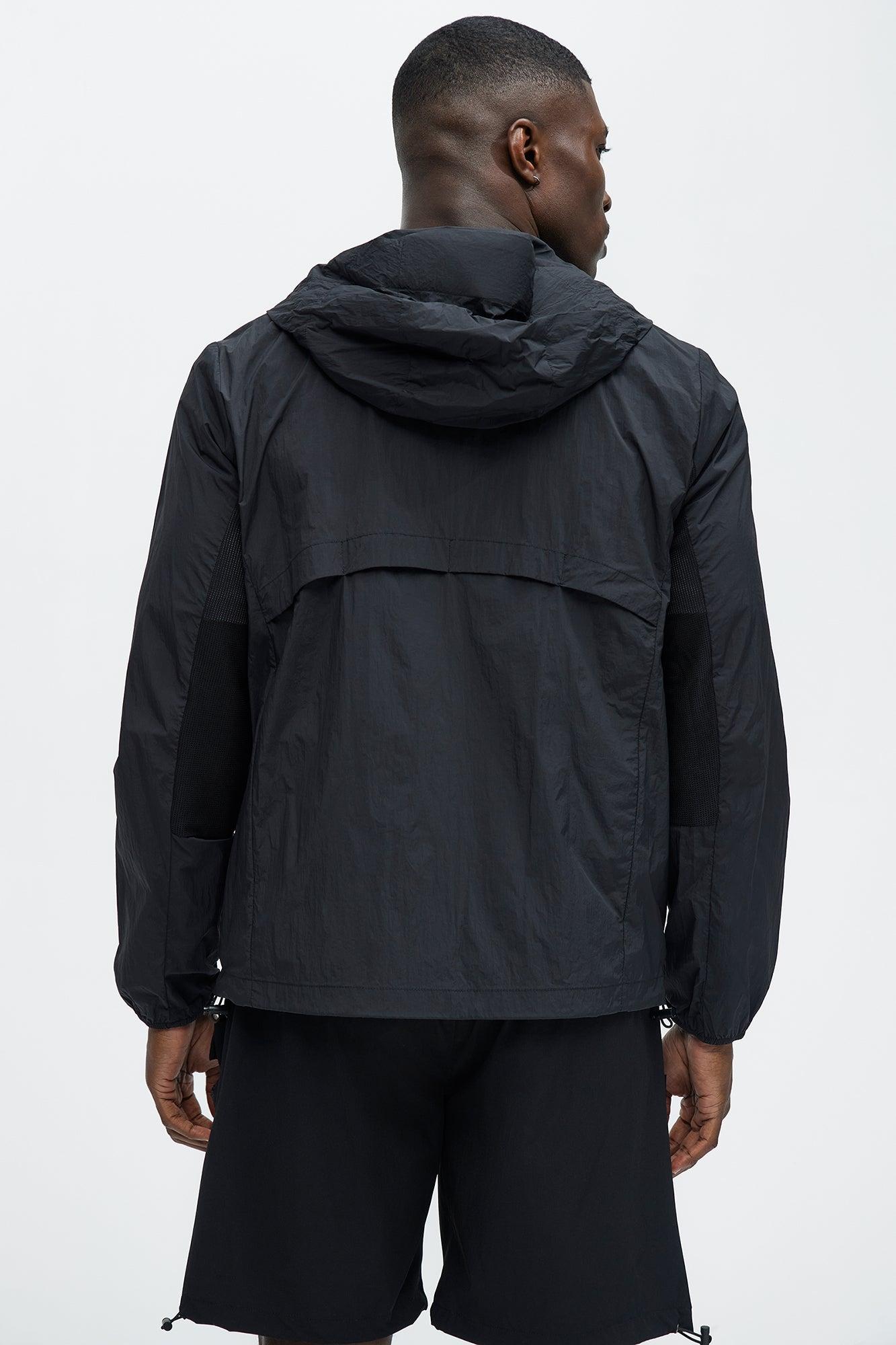 Mesh Panel Nylon Jacket - Black Product Image