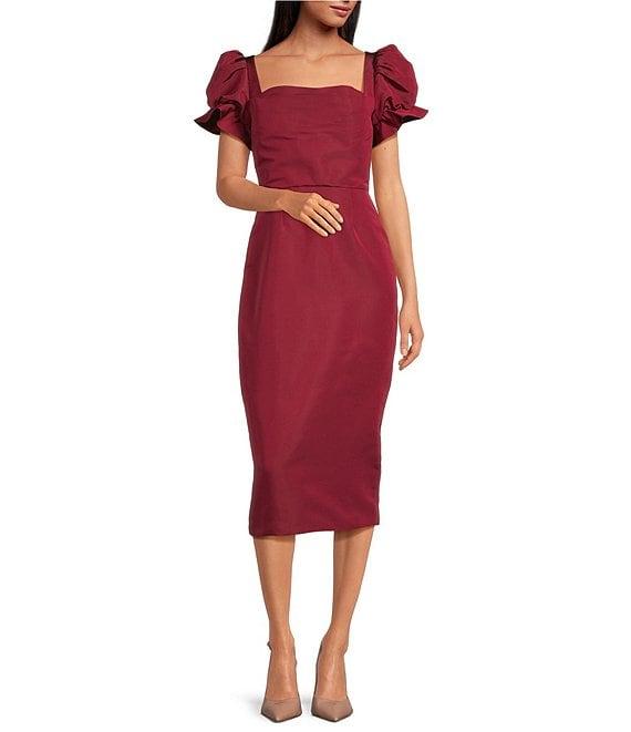 Damaris Bailey Rose Square Neck Silk Midi Dress Product Image