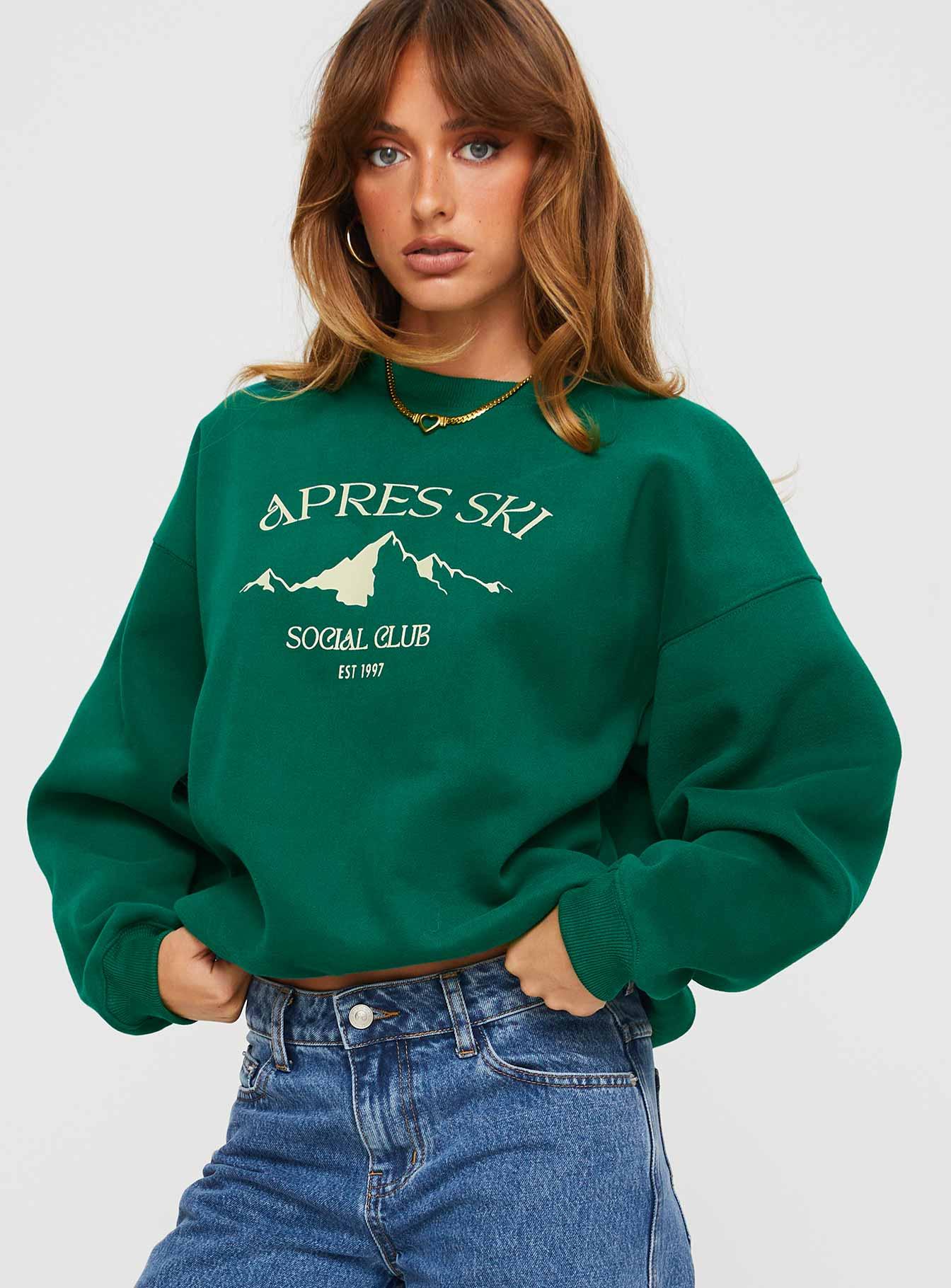 Apres Ski Crew Neck Sweatshirt Green / Cream Product Image