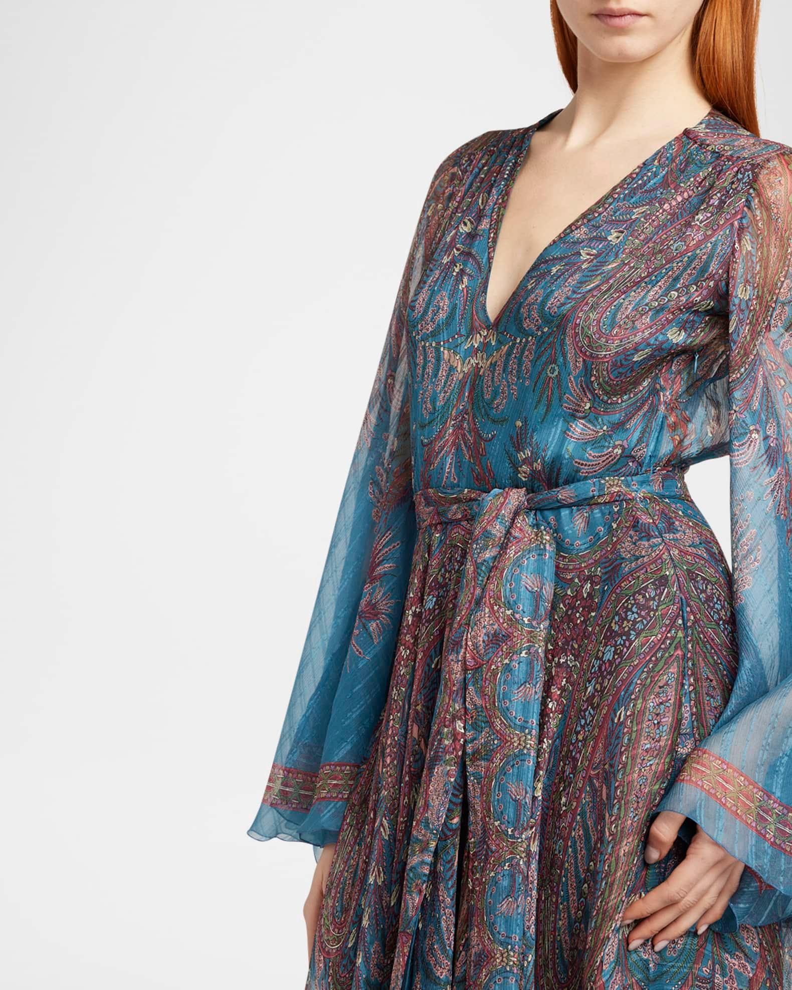 Floral Paisley Silk Boho Gown Product Image