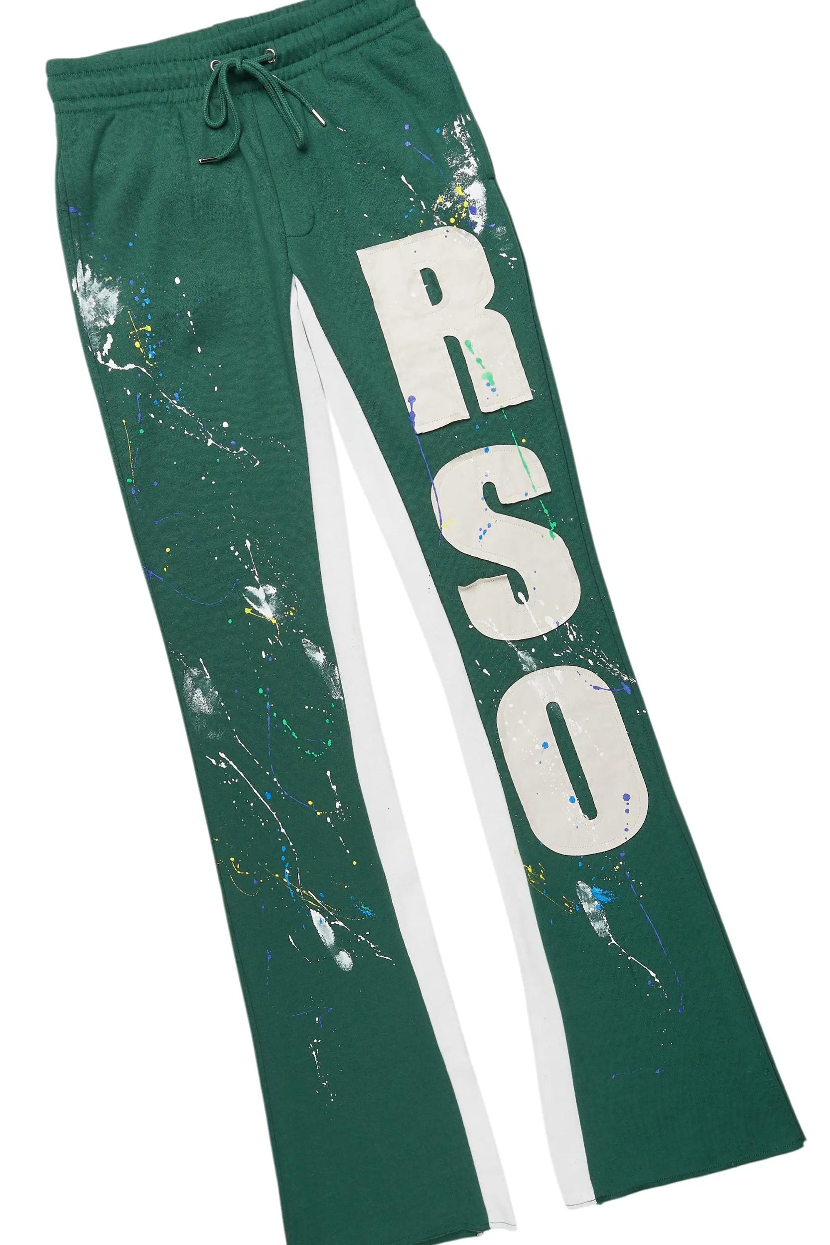 Bert White/Green Long Sleeve T-Shirt/Baggy Pant Set Male Product Image