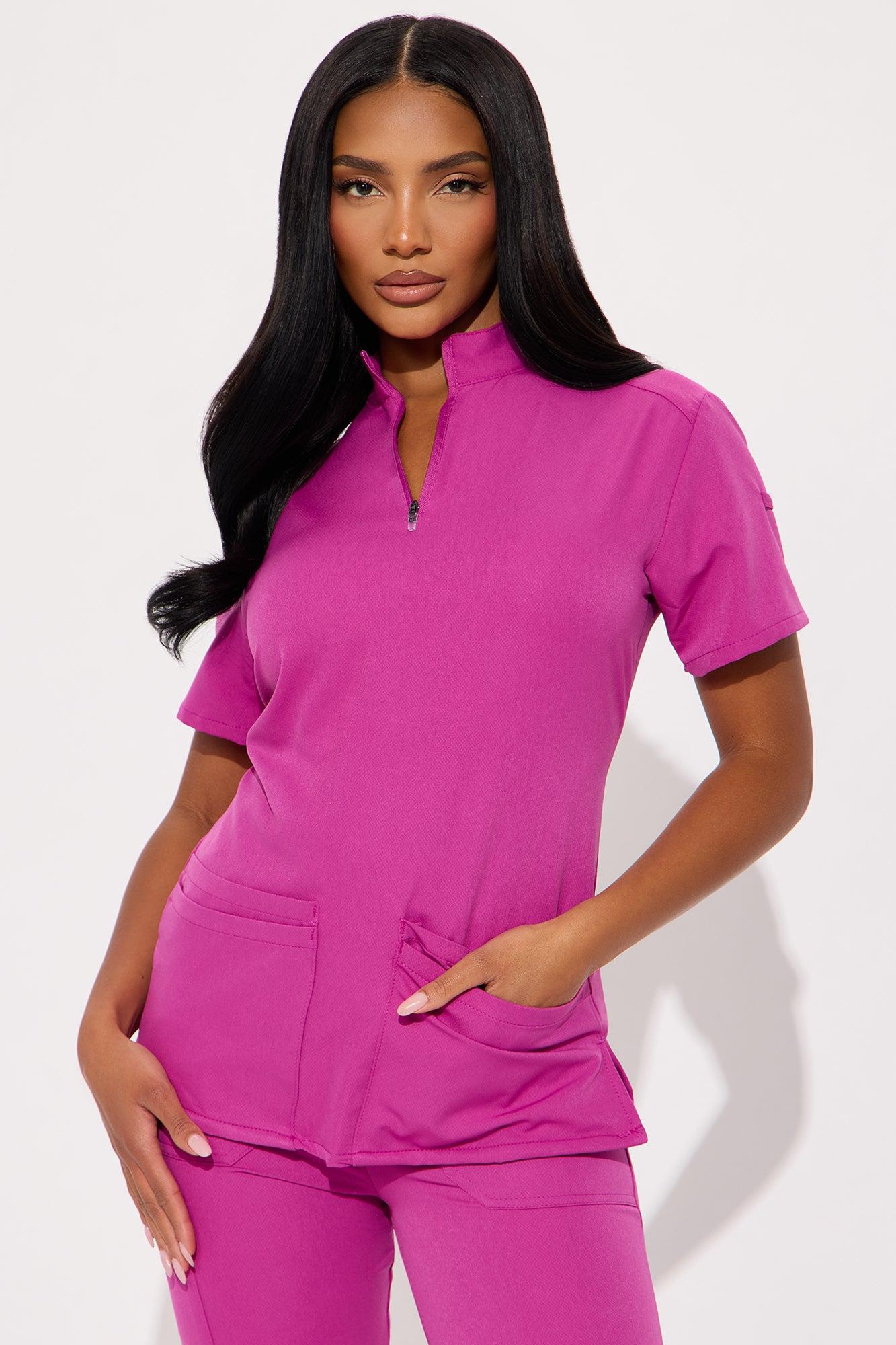 On The Go 4 Way Stretch Uniform Scrub Jogger Set - Magenta Product Image