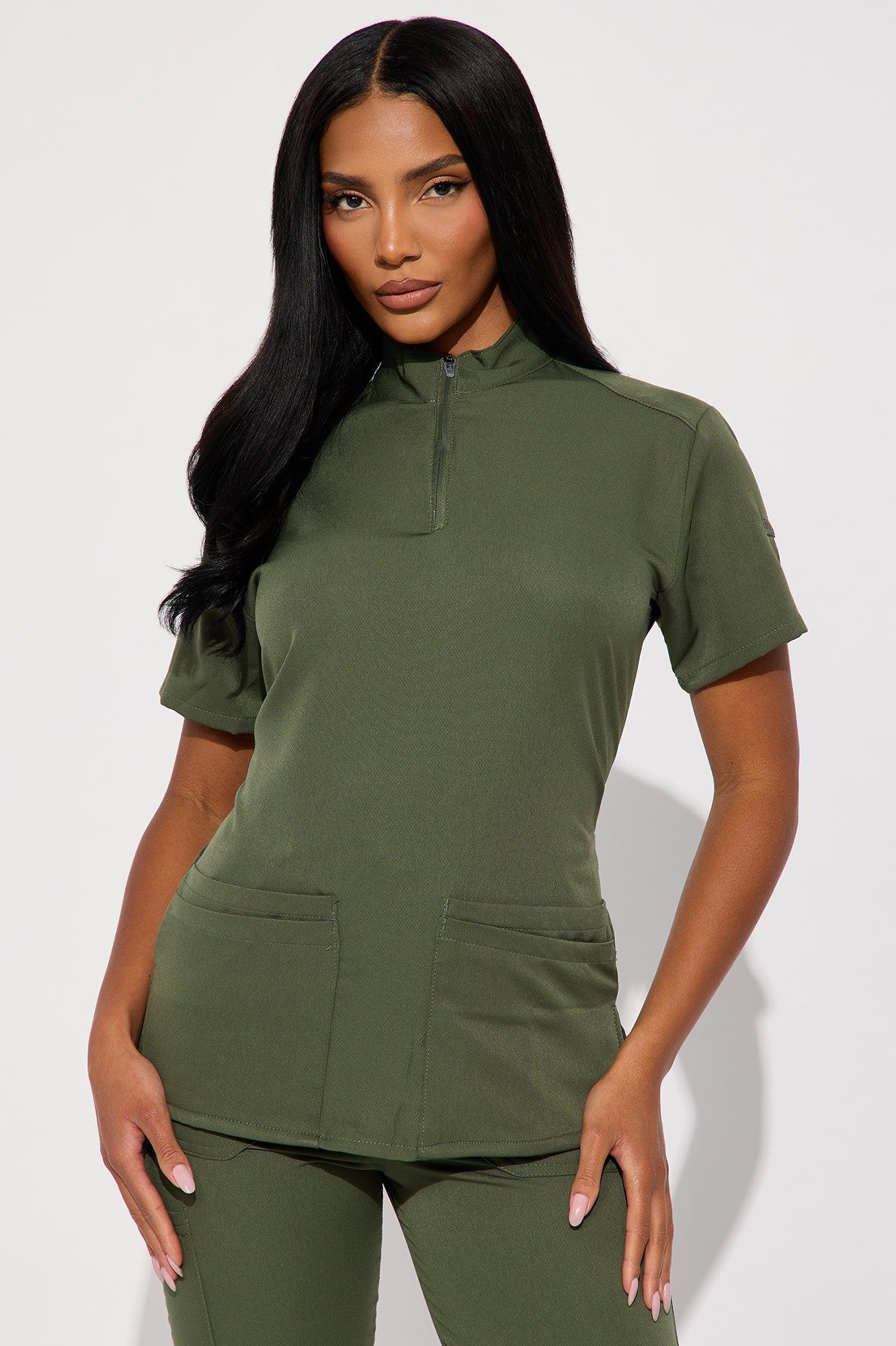 On The Go 4 Way Stretch Uniform Scrub Jogger Set - Olive Female Product Image