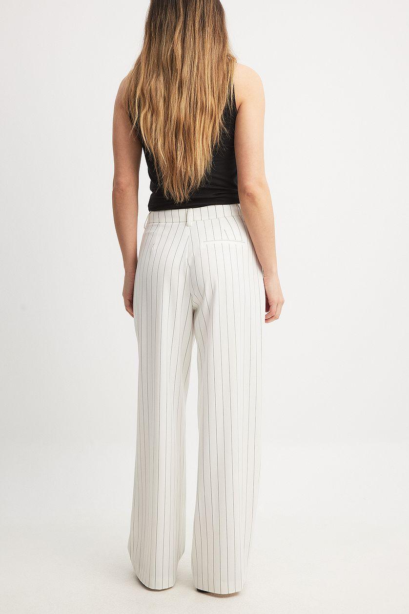 Striped Pleated High Waist Trousers Product Image