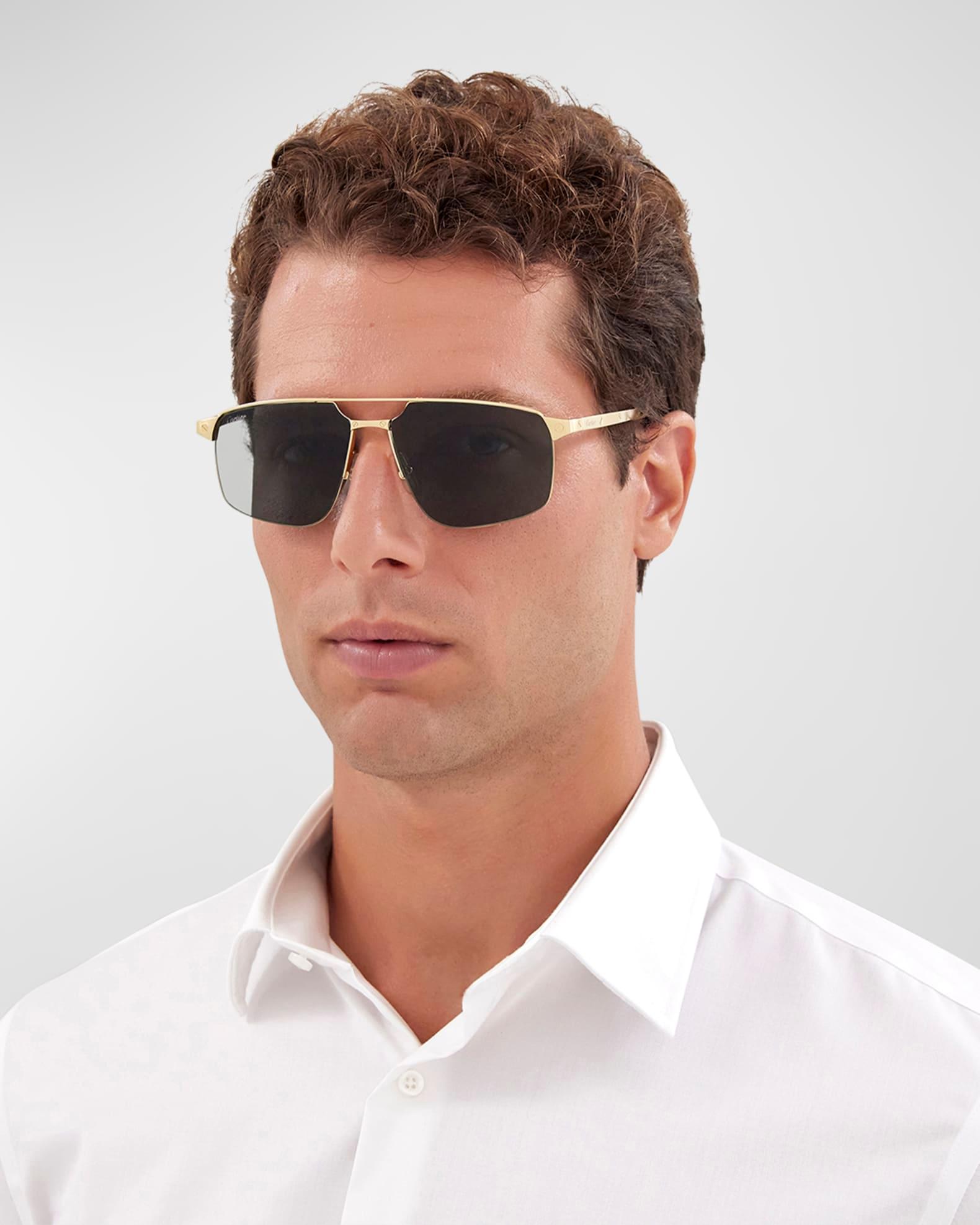 Men's Square Rimless Metal Sunglasses Product Image