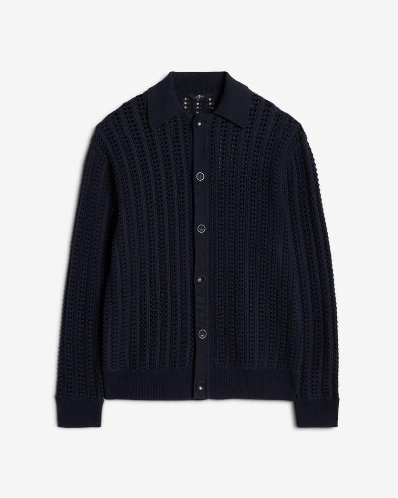 Crochet Knit Polo Product Image