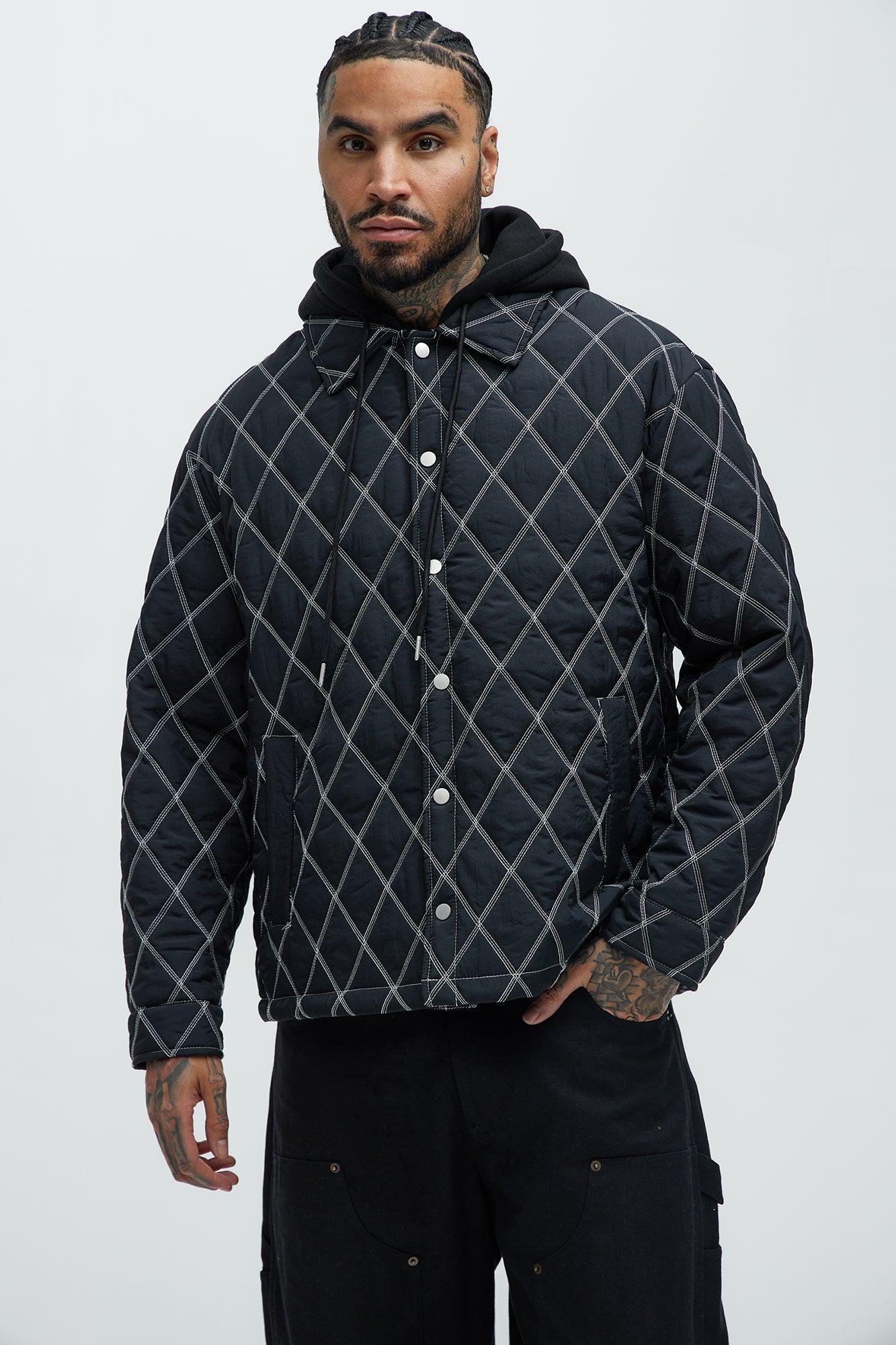 Wait Right Here Quilted Hooded Jacket - Black/combo Product Image