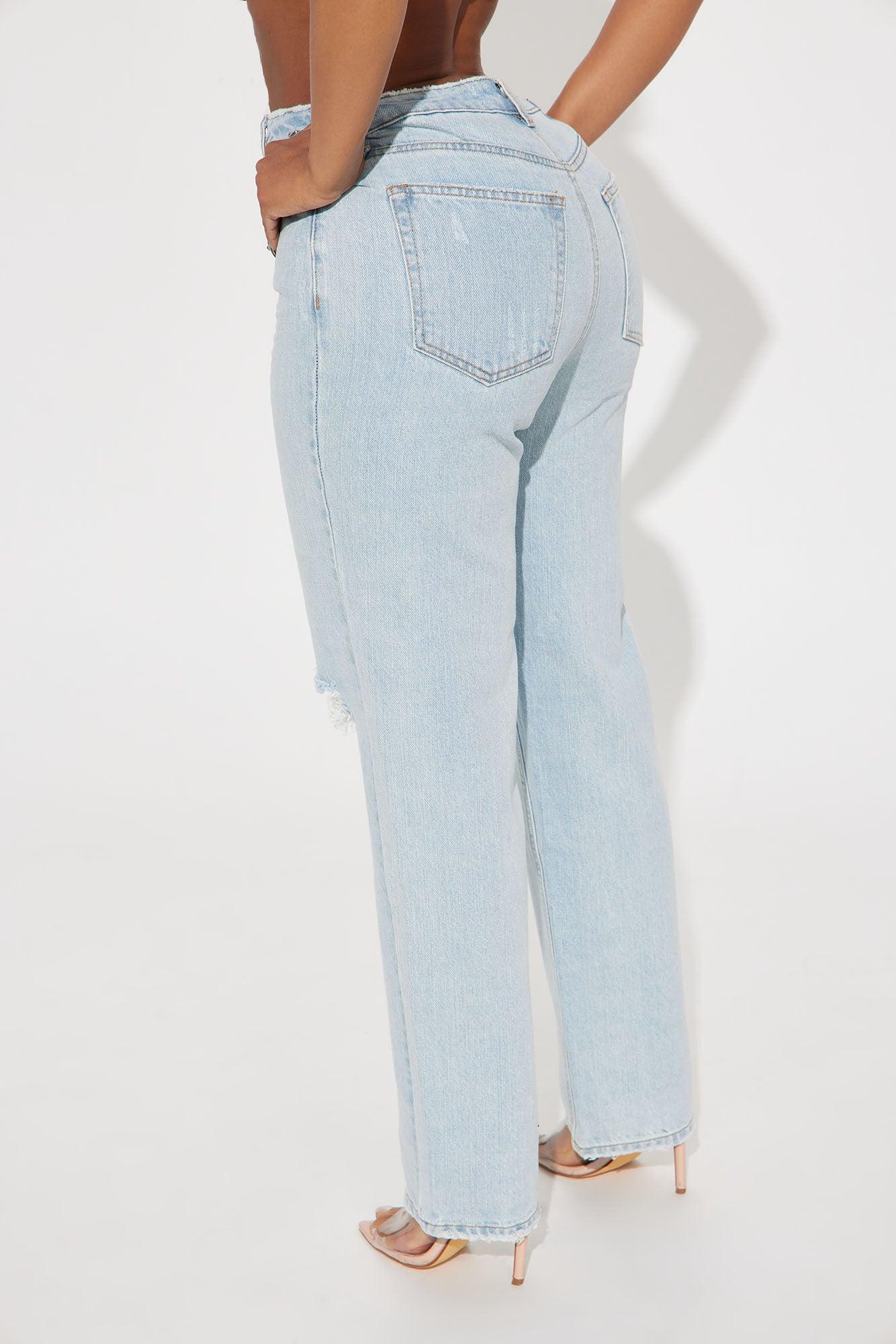 Calling It Ripped Straight Leg Jeans - Light Wash Product Image