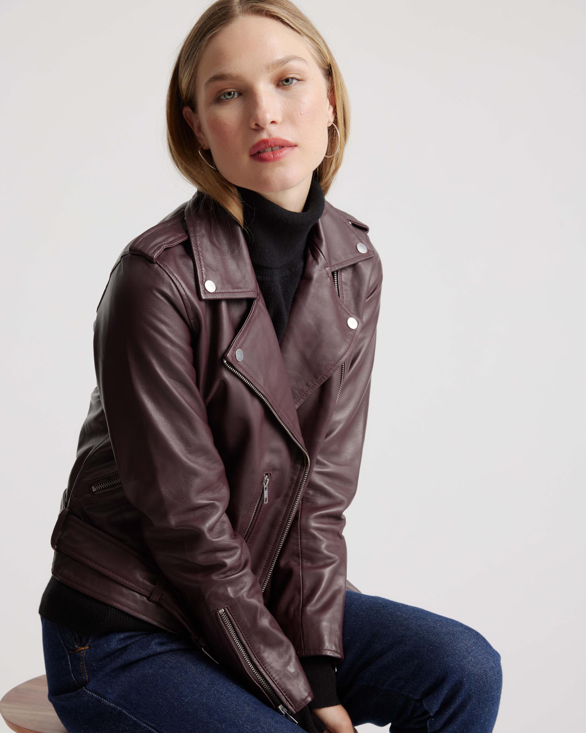 Quince | Women's Motorcycle Jacket Size XL, Leather Product Image