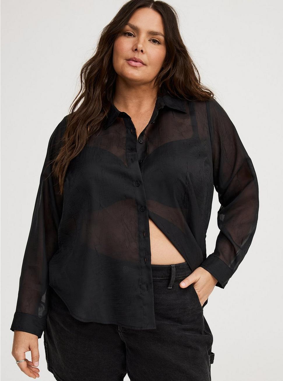Sheer Button-Up Shirt Product Image