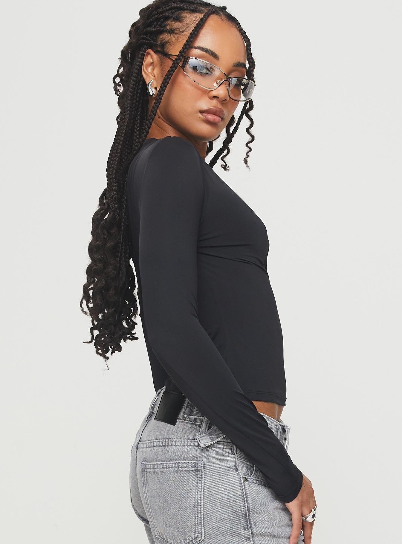 Lasharie Long Sleeve Top Black Product Image