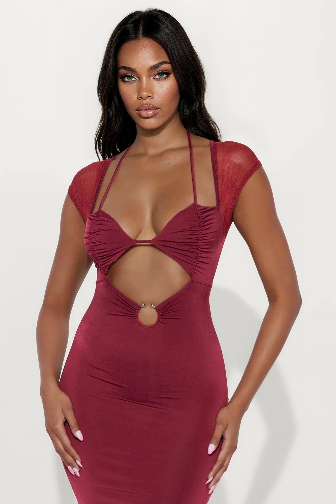 Dreamy Nights Maxi Dress - Burgundy Female Product Image