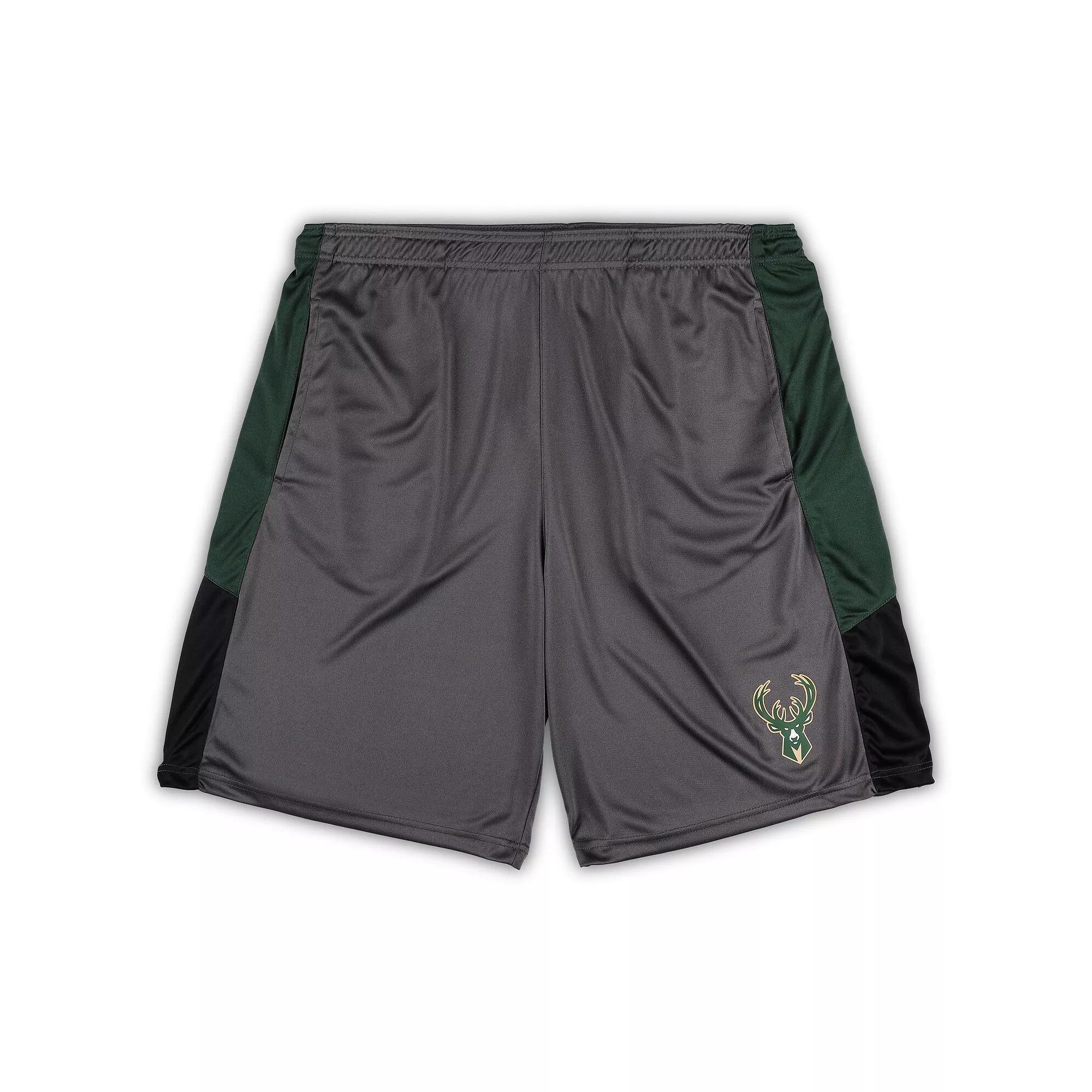 Men's Fanatics Branded Gray Milwaukee Bucks Big & Tall Shorts,  Product Image
