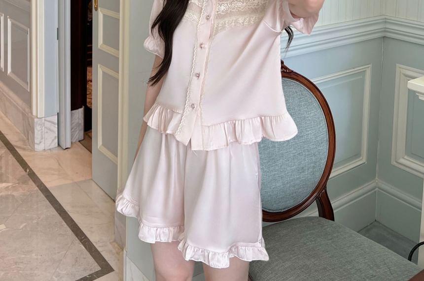 Lace Panel Pajama Set Product Image