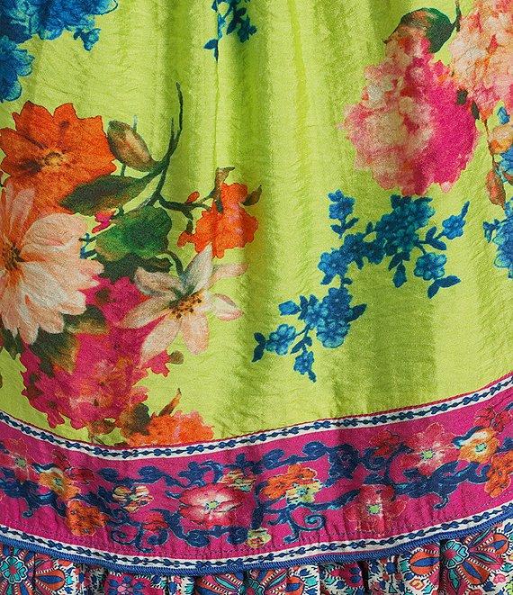 John Mark Mixed Print Scoop Neck 3/4 Ruffle Sleeve Blouse Product Image