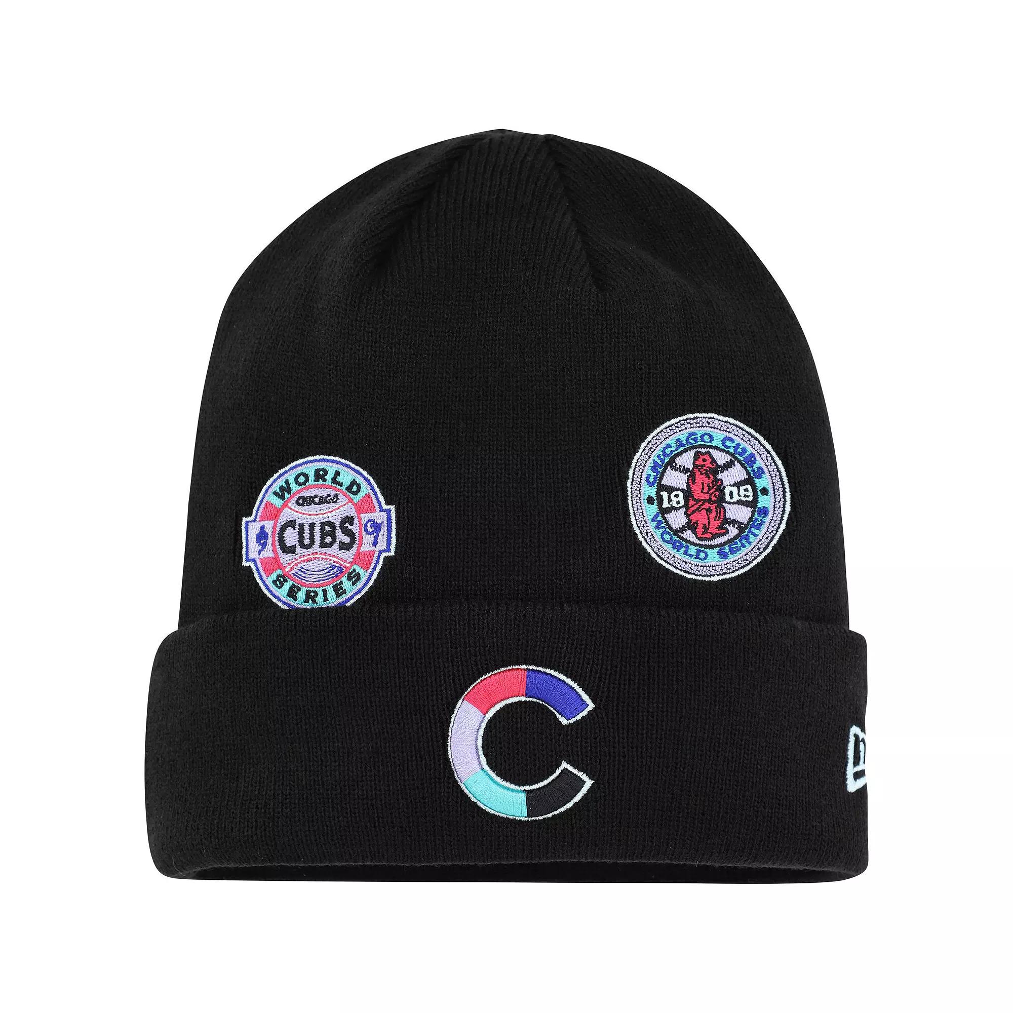 Men's New Era Black Chicago Cubs Polar Lights Cuffed Knit Hat Product Image