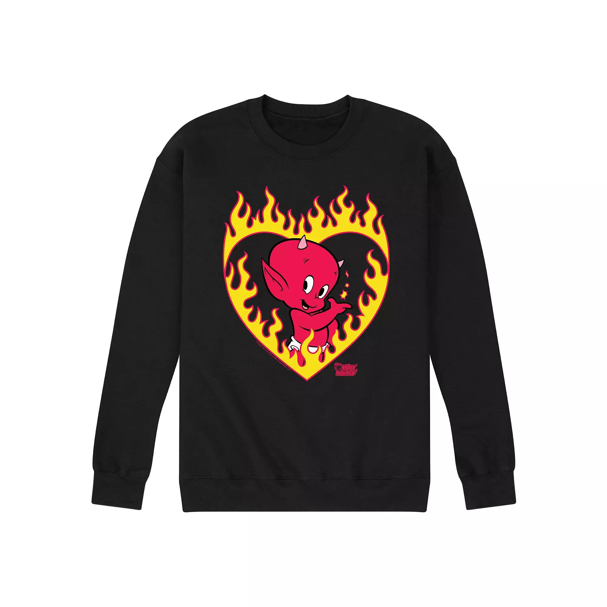 Men's Hot Stuff Little Devil Flame Heart Fleece Sweatshirt,  Product Image