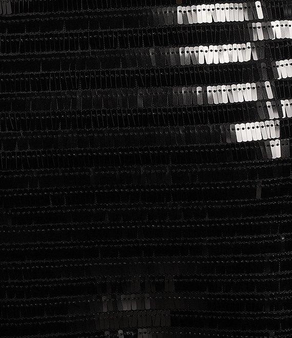 Le' AL.X Sequin Knit High Rise Sheath Slip Midi Sheer Hem Coordinating Skirt Product Image