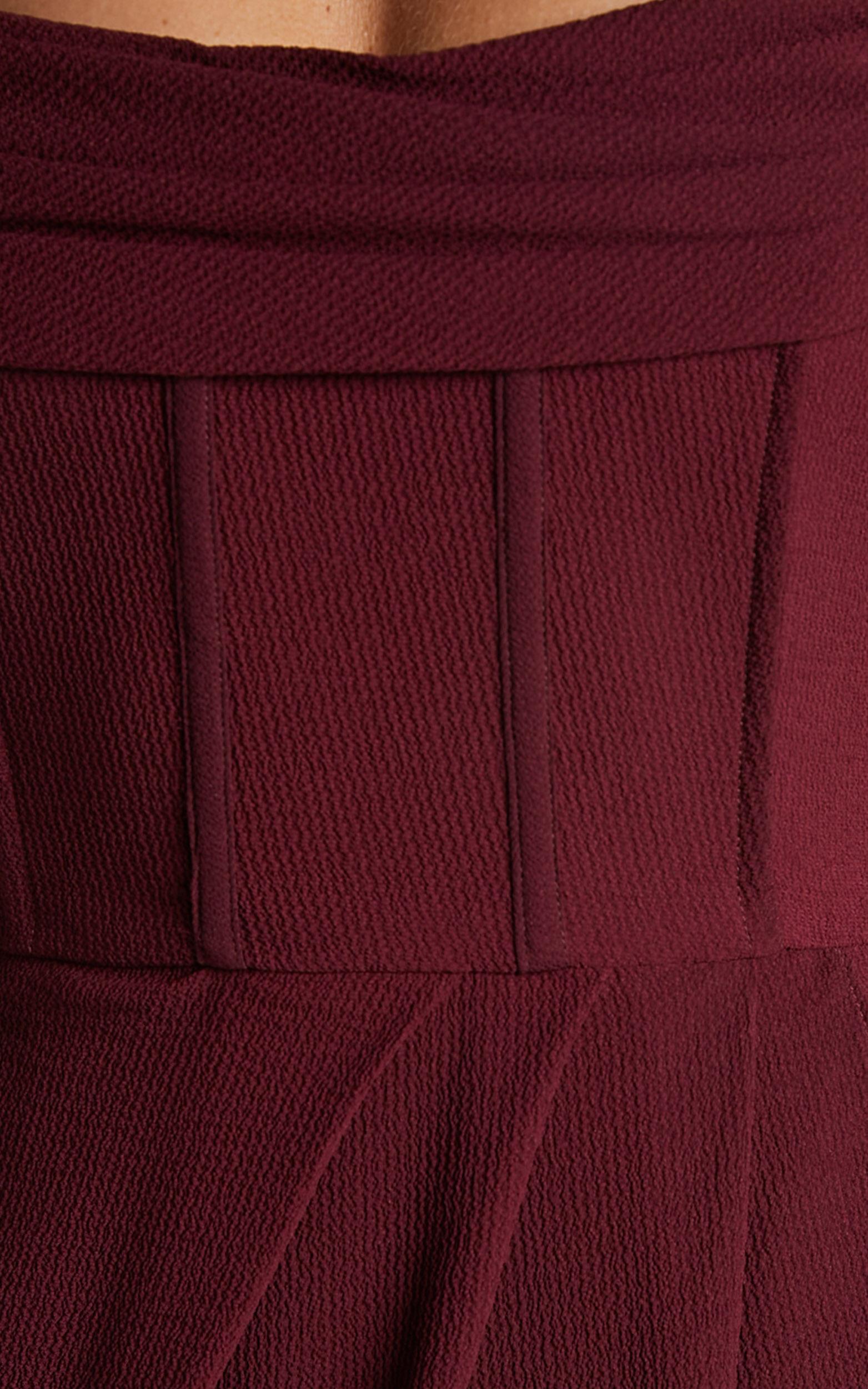 Andrina Midi Dress - High Low Wrap Corset Dress in Wine Product Image