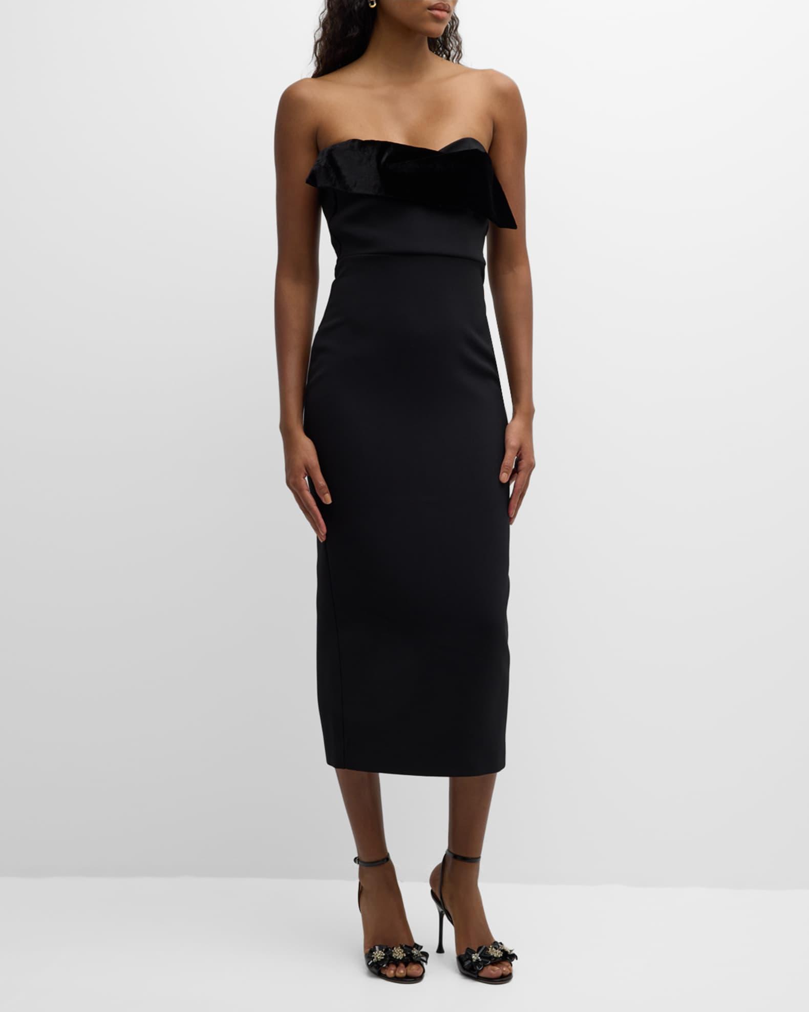 Strapless Crepe Midi Dress Product Image