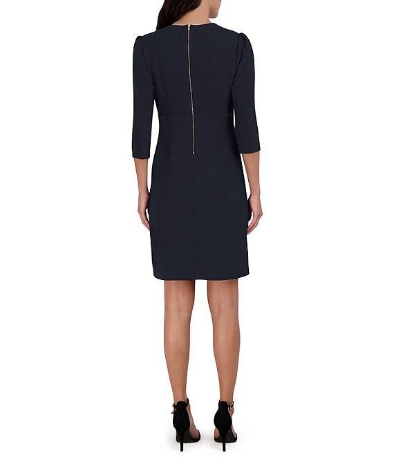 Julia Jordan Pleated Surplice V-Neck 3/4 Sleeve Ruffled Front Dress Product Image