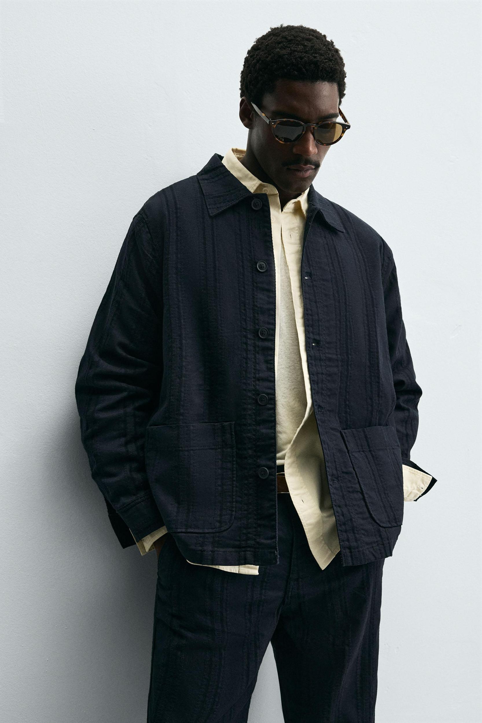 STRIPED JACQUARD OVERSHIRT Product Image