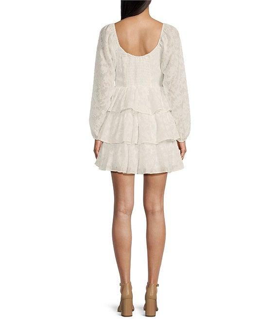 Next Up Sweetheart Neck Long Sleeve Tiered Dress Product Image