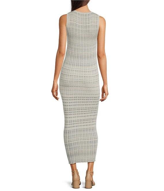 Marella Knit Stripe V-Neck Sleeveless Bodycon Midi Dress Product Image