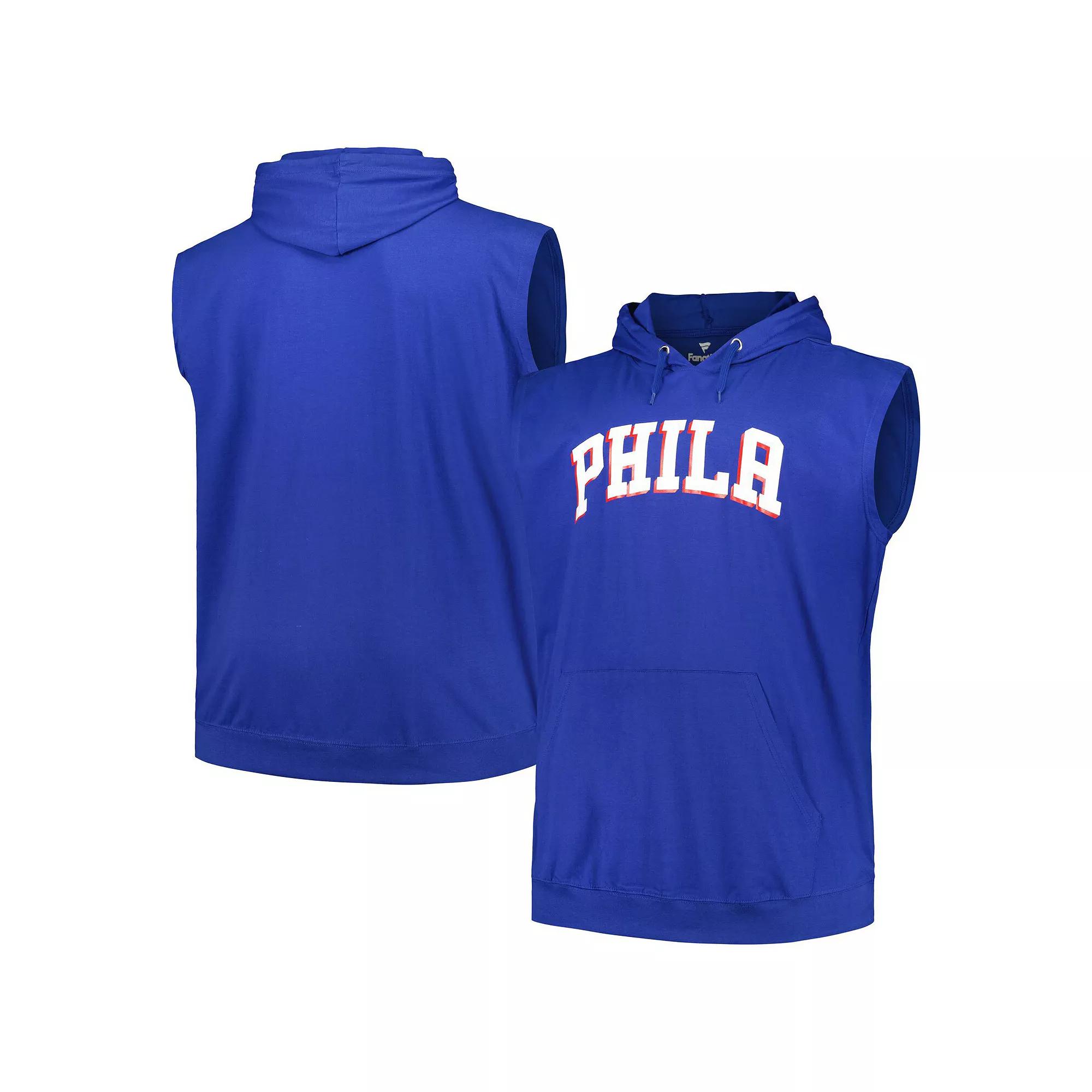 Men's Fanatics Branded Royal Philadelphia 76ers Big & Tall Jersey Muscle Pullover Hoodie,  Product Image