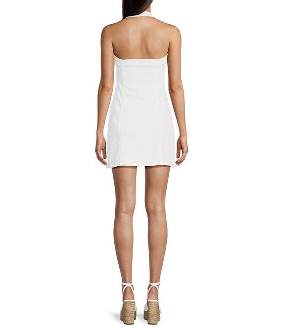 GB Denim Square Neck Halter Mini Dress Product Image