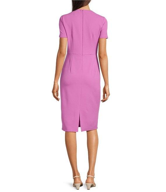 Maggy London Stretch Crepe Twist Crew Neck Short Sleeve Sheath Dress Product Image