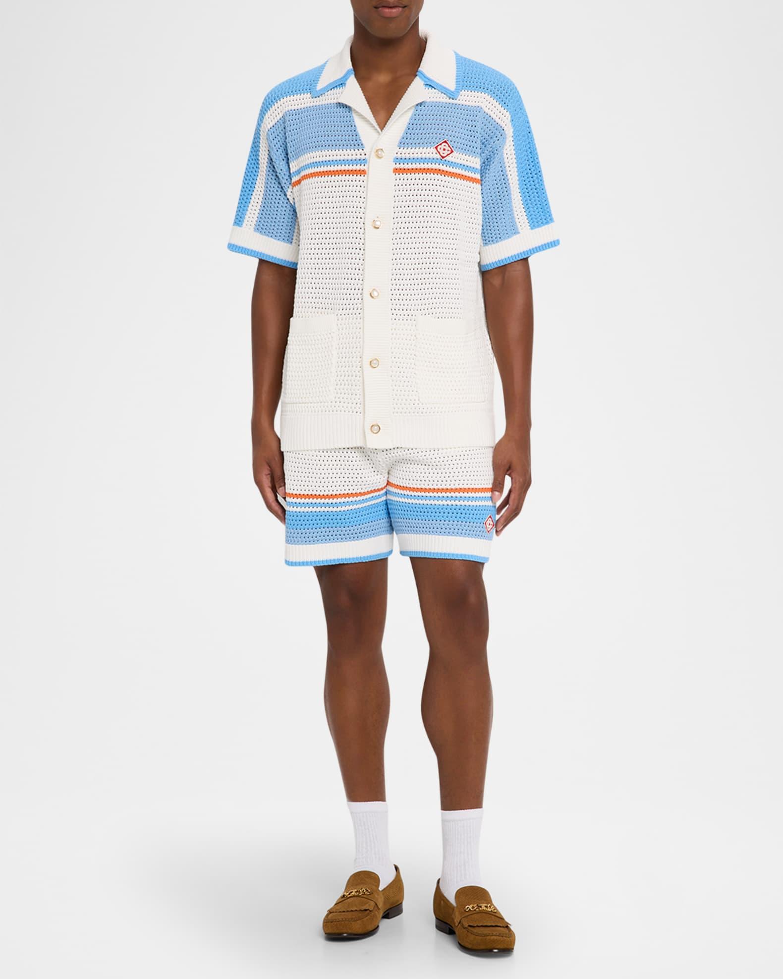 Men's Faux Crochet Short-Sleeve Shirt Product Image