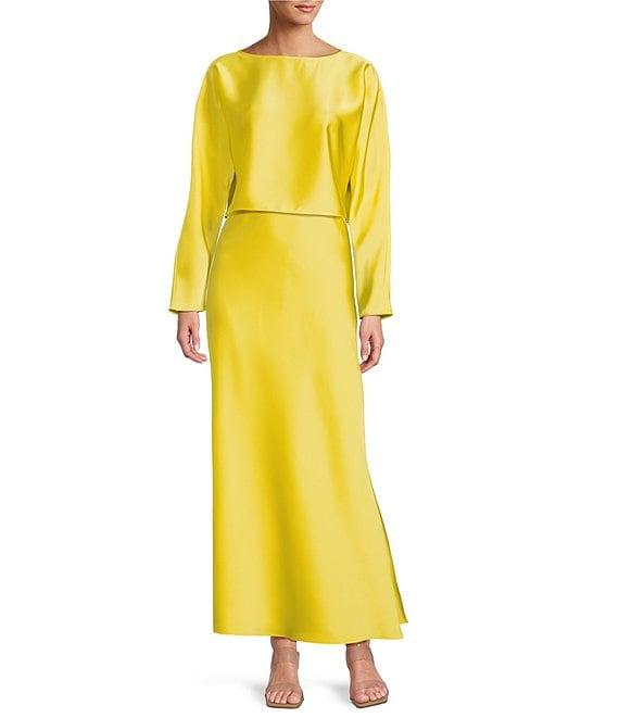 Antonio Melani Bella A-Line Satin Maxi Skirt Product Image