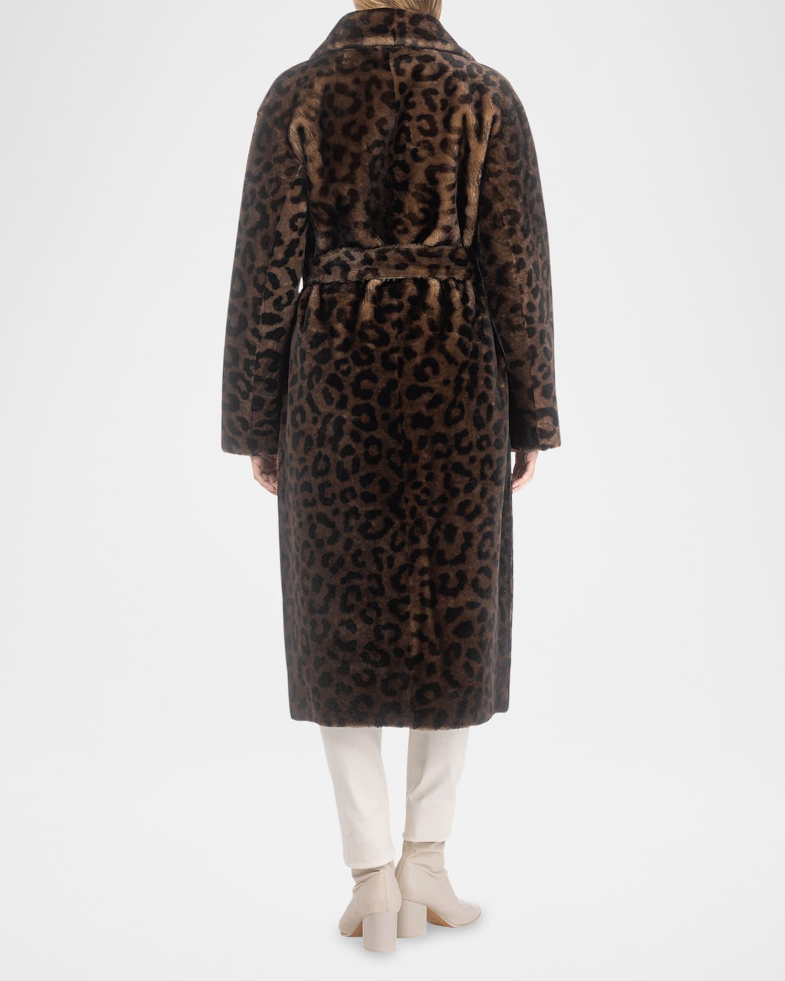 Reversible Leopard-Print Shearling Lamb Stroller With Belt Product Image