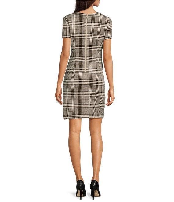 Calvin Klein Jacquard Plaid Short Sleeve Dress Product Image