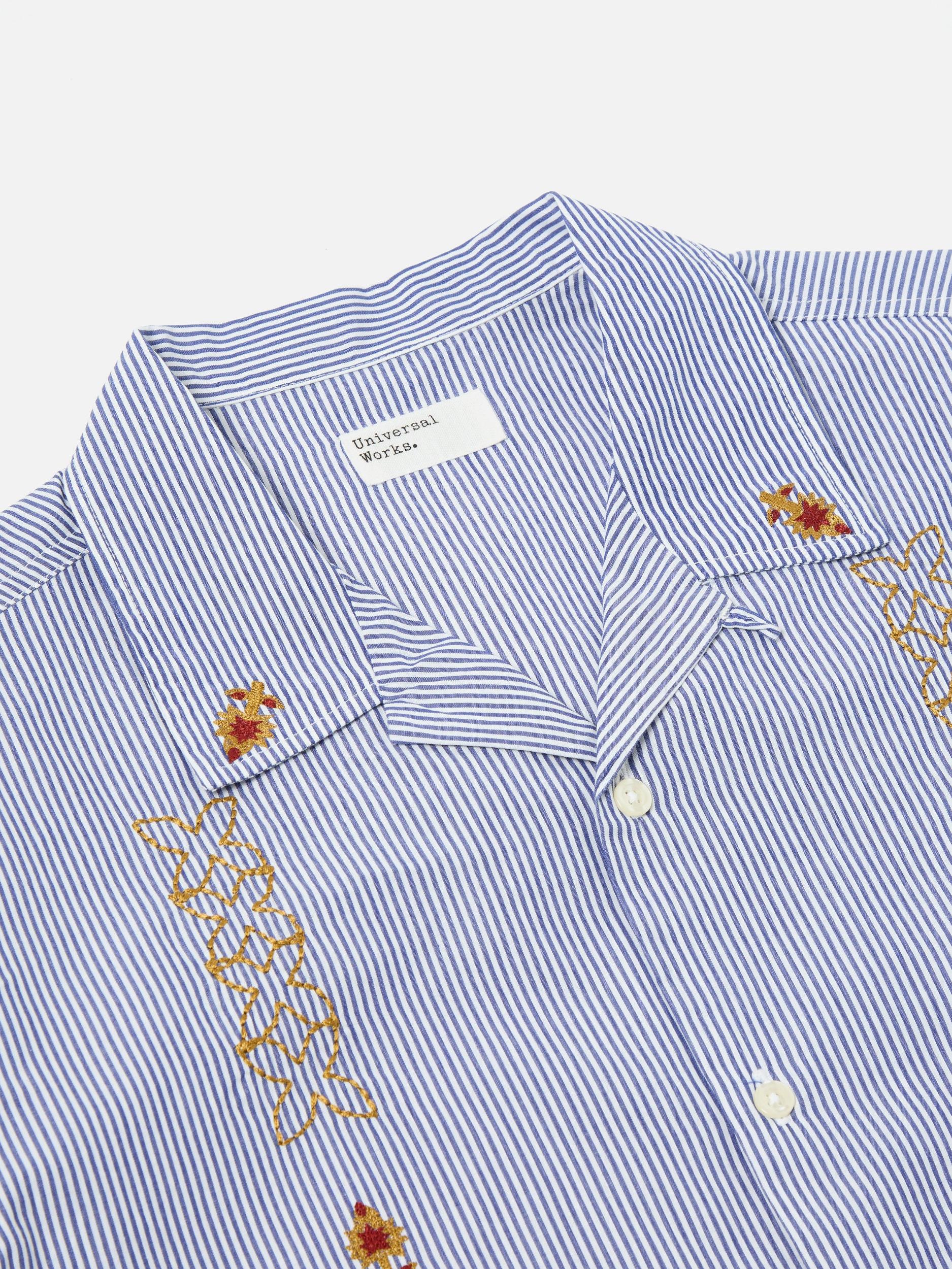 Blue Embroidered Classic Stripe Road Shirt Product Image