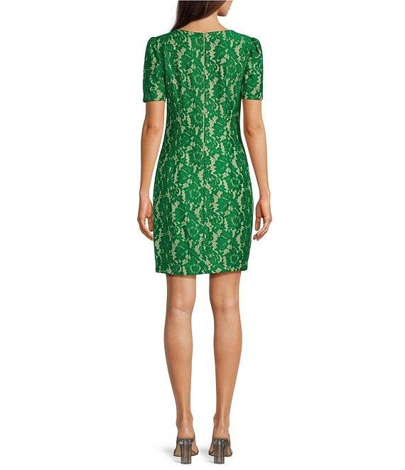 Kensie Lace V-Neck Short Sleeve Sheath Mini Dress Product Image