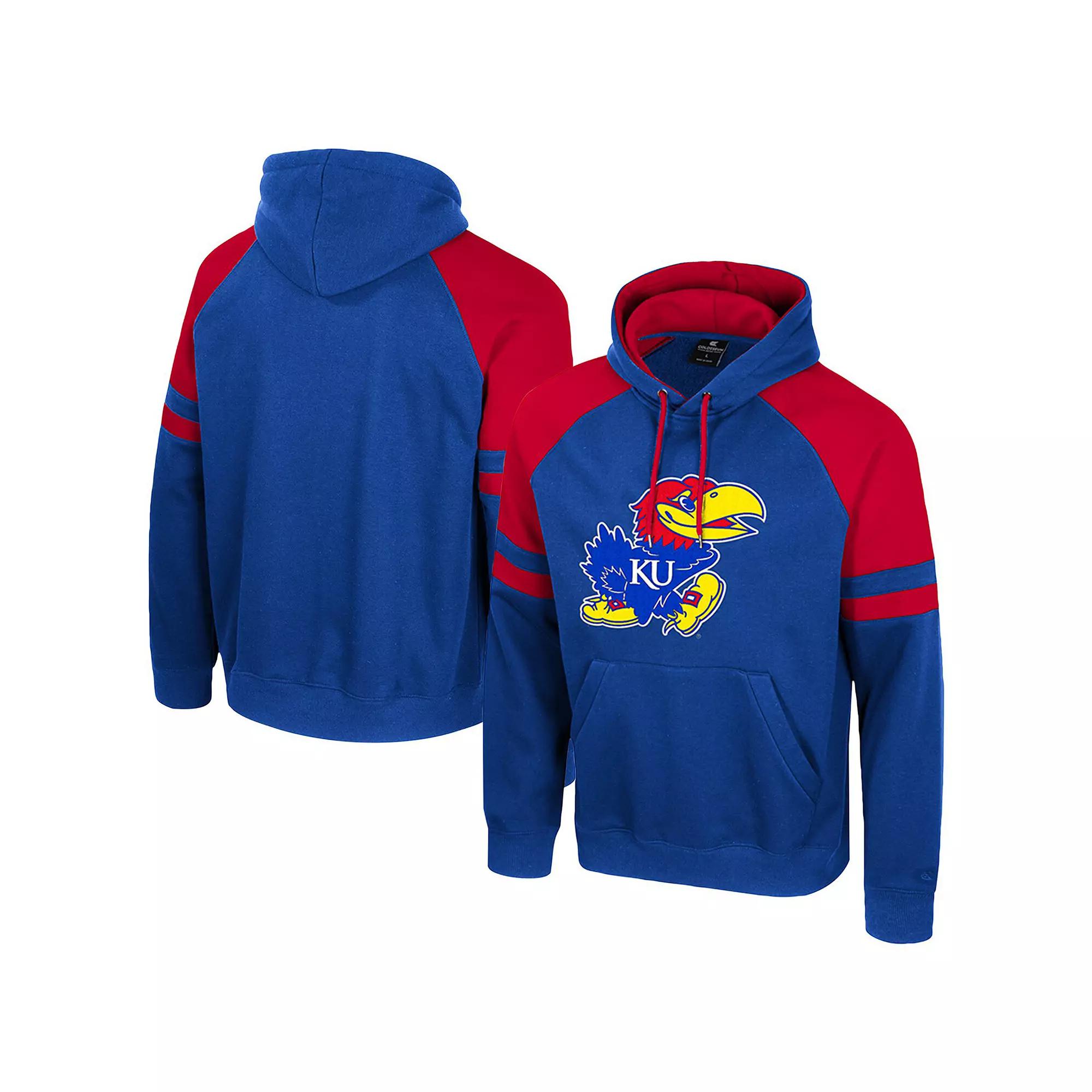 Men's Colosseum  Royal Kansas Jayhawks Todd Raglan Pullover Hoodie, Size: XL, Blue Product Image