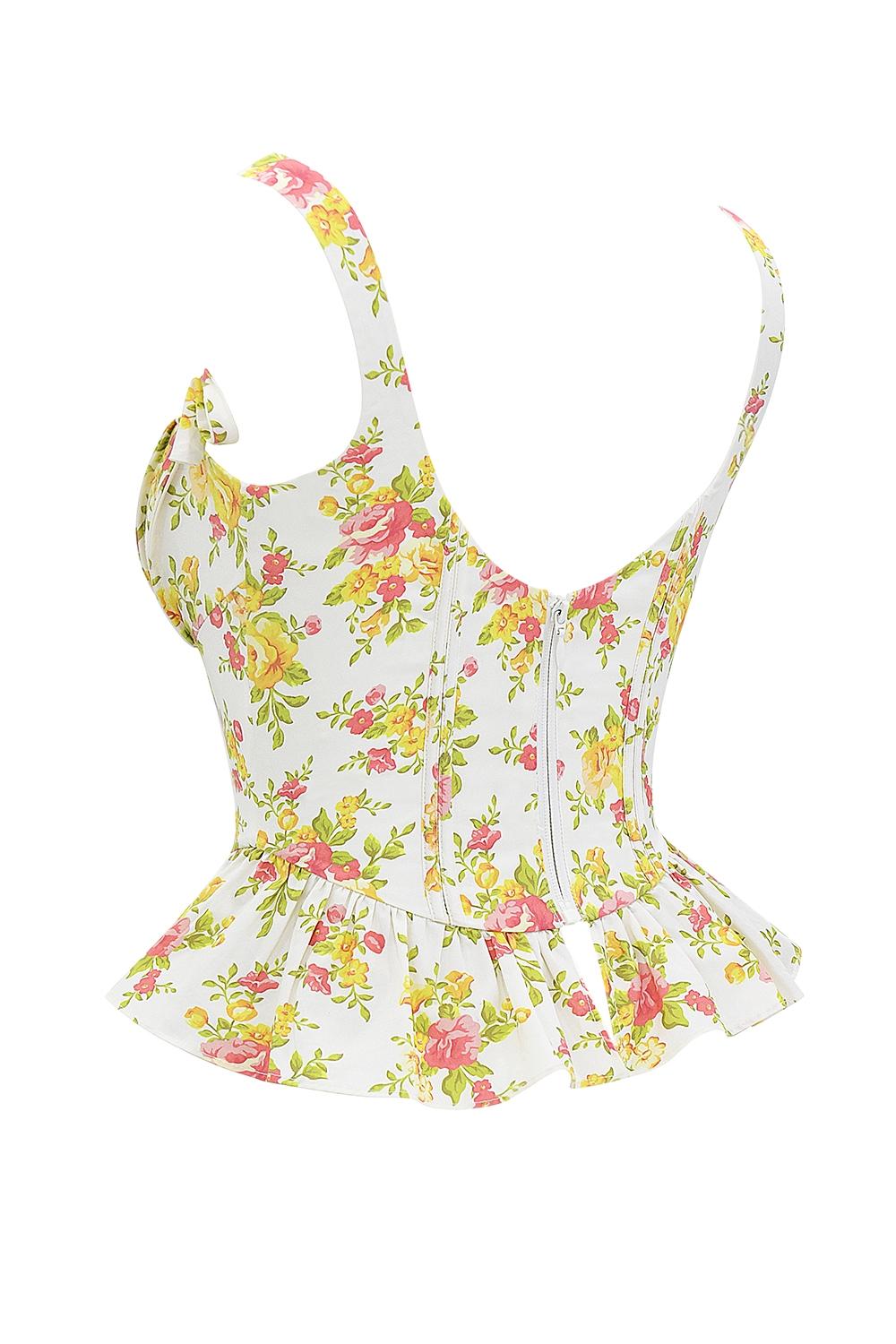 Gigou  royal rose print peplum cotton corset Product Image