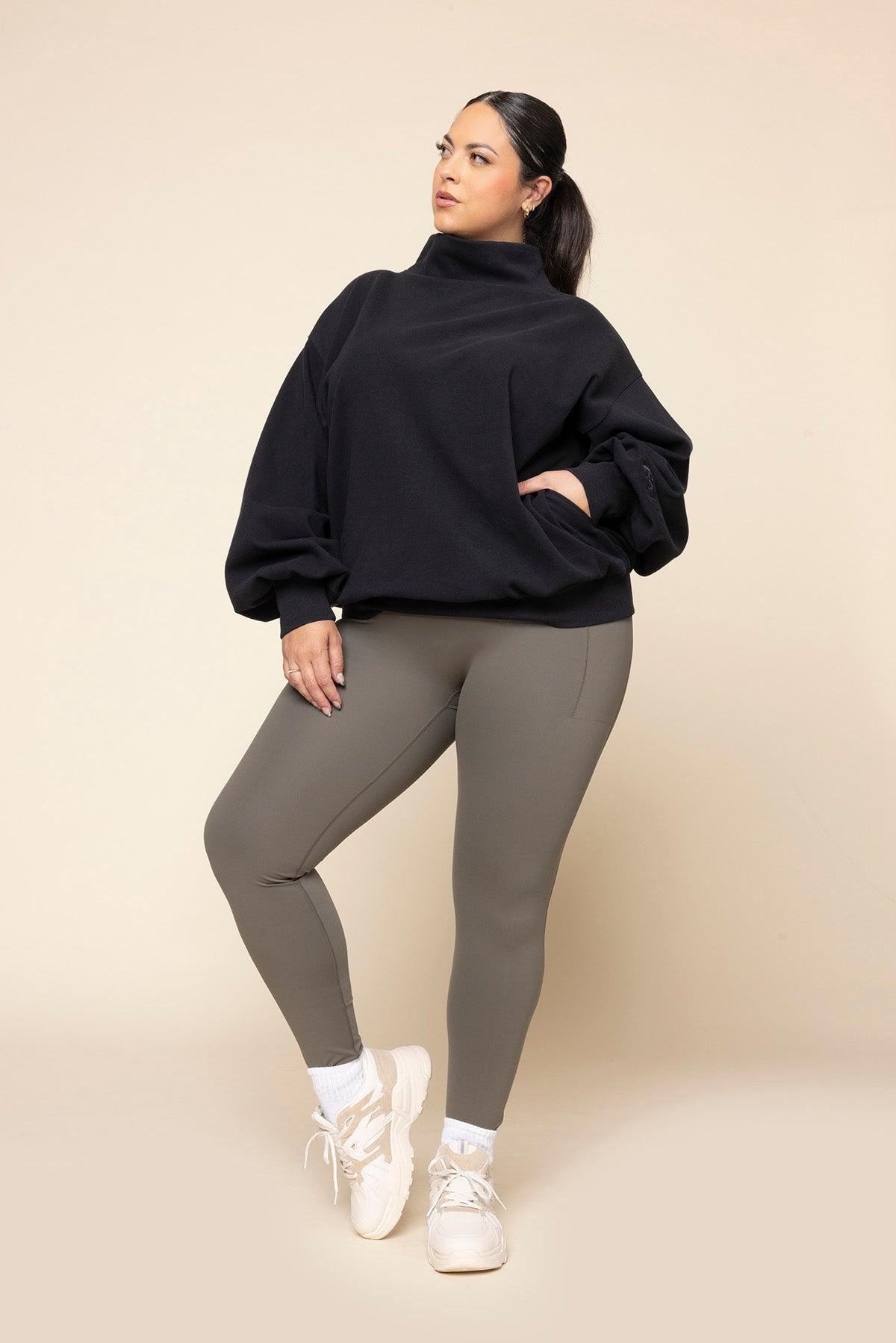 Ooey Gooey Mockneck Sweatshirt with Pockets - Black Product Image