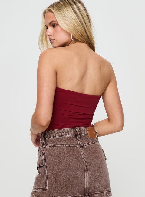 Niner Strapless Bodysuit Burgundy Product Image
