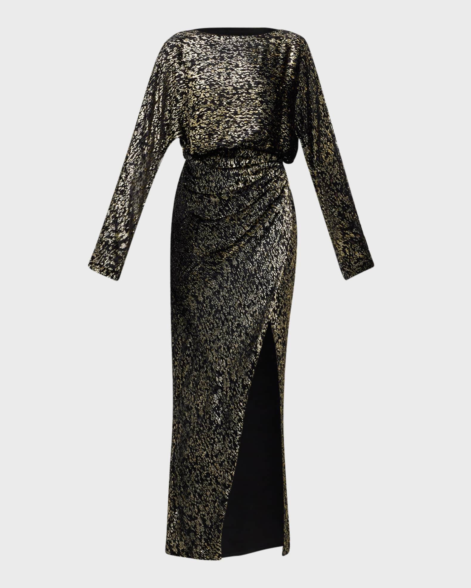 Angelique Metallic Jacquard Column Gown Product Image
